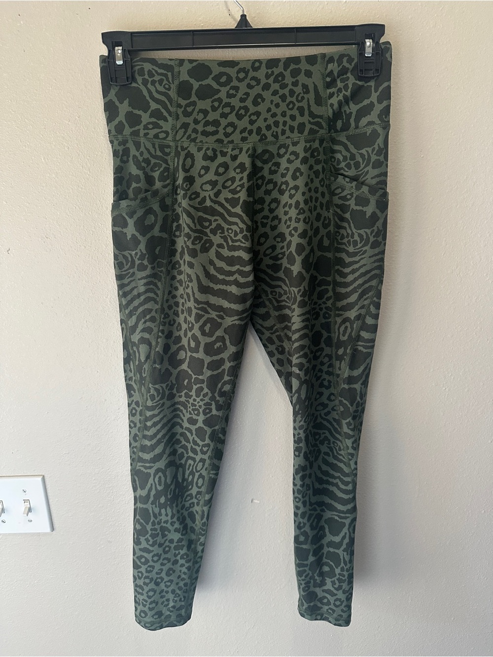 Girls' Olive Green Animal-Print Performance Leggings